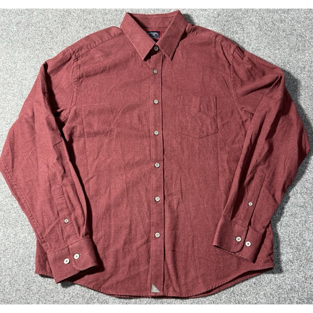 UNTUCKit Shirt Mens Large Burgundy Sherwood Slim Fit Button Up Casual 2019 Dpu